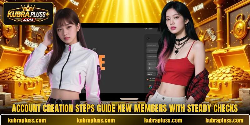 Account creation steps guide new members with steady checks