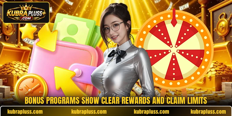 Bonus programs show clear rewards and claim limits