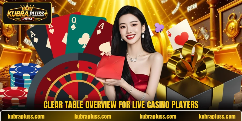 Clear table overview for live casino players
