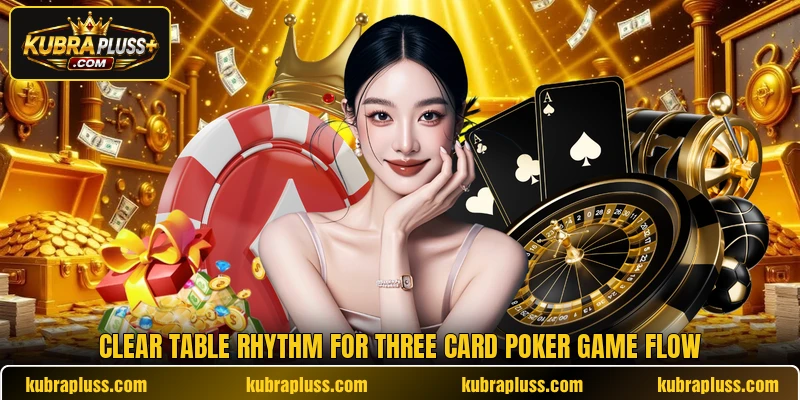 Clear table rhythm for three card poker game flow